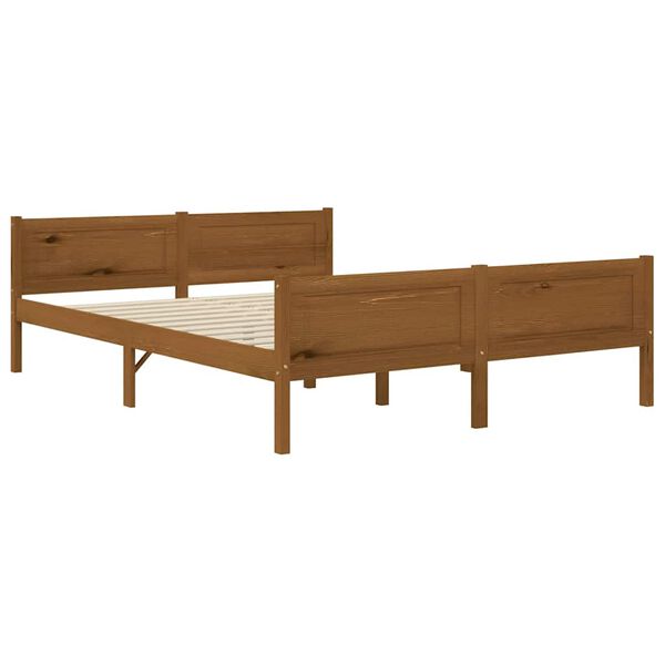vidaXL Bed Frame without Mattress Honey Brown Solid Wood 160x200 cm (322114+321987)