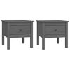 vidaXL Side Tables 2 pcs Grey 50x50x49 cm Solid Wood Pine