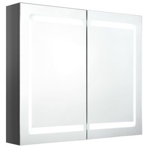 vidaXL LED Bathroom Mirror Cabinet Shining Grey 80x12x68 cm