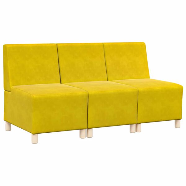 vidaXL Modular Sofa Unit Armless 3 pcs Yellow 55 x 74 x 82 cm Velvet