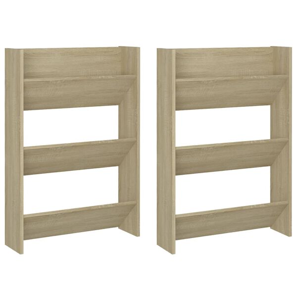 vidaXL Wall Shoe Cabinets 2 pcs Sonoma Oak 60x18x90 cm Engineered Wood