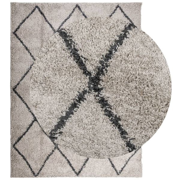 vidaXL Shaggy Rug PAMPLONA High Pile Modern Beige and Anthracite 300x400 cm