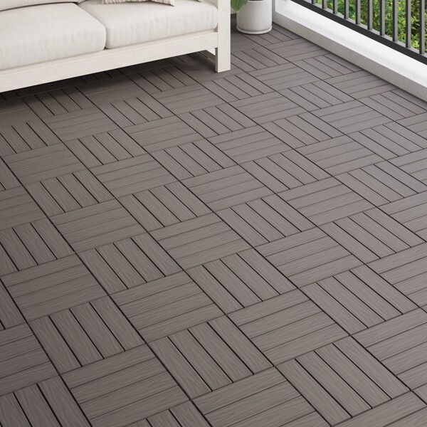 vidaXL Decking Tile 3D Design 11 pcs Dark Brown 30 x 30 cm WPC