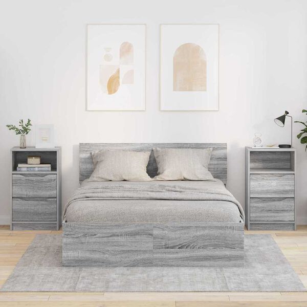 vidaXL Bedside Tables with Drawer 2 pcs Grey Sonoma 40 x 30 x 467 cm