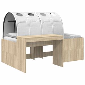 vidaXL Bed with Tunnel 3 pcs Artisian Oak and White Engineered Wood