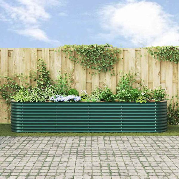 vidaXL Garden Raised Bed Green 400 x 80 x 81 cm Steel