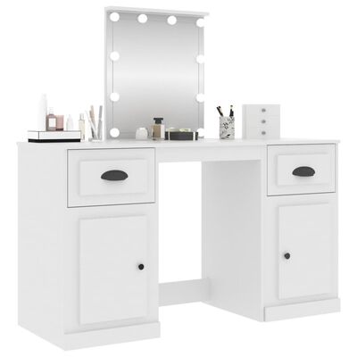 vidaXL Dressing Table with LED White 130x50x132.5 cm