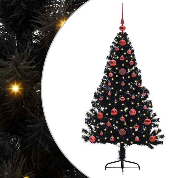 vidaXL Artificial Pre-lit Christmas Tree Black 120 cm PVC