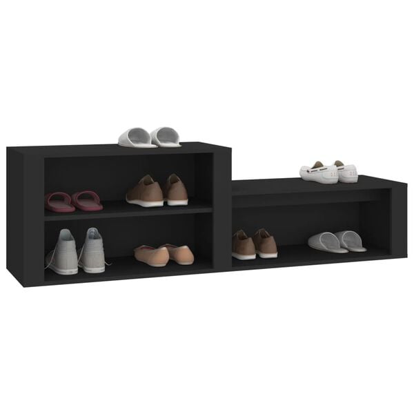 vidaXL Shoe Cabinet Black 150x35x45 cm Engineered Wood