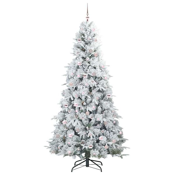 vidaXL Artificial Hinged Christmas Tree White 240 cm PE and PVC