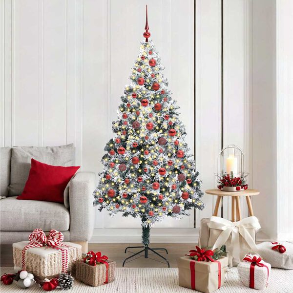 vidaXL Artificial Christmas Tree with 300 LEDs with Stand White 180 cm