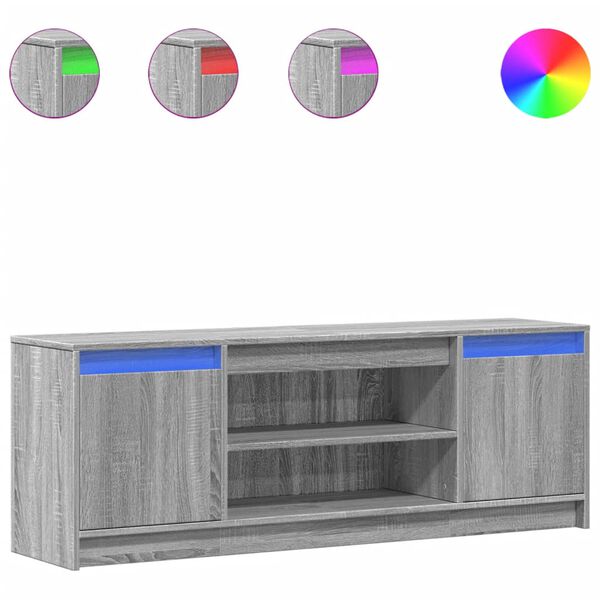 vidaXL TV Cabinet with LED Grey Sonoma 139.5x34x50 cm Engineered Wood