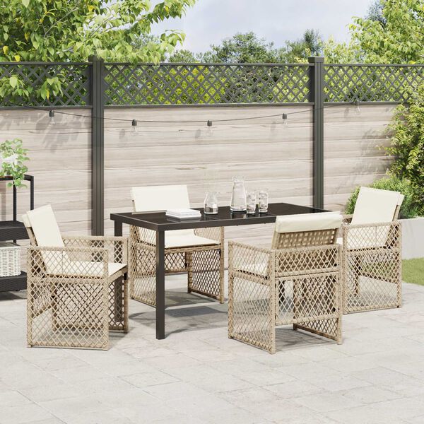 vidaXL Garden Dining Set 5 pcs Beige Poly Rattan