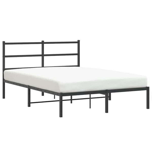 vidaXL Metal Bed Frame without Mattress with Headboard Black 140x200cm