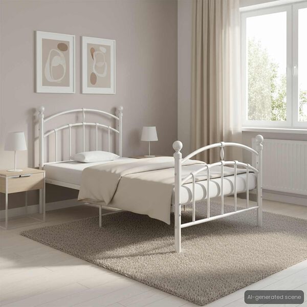 vidaXL Bed Frame without Mattress White Metal 100x200 cm
