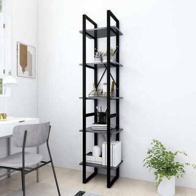vidaXL 5-Tier Book Cabinet Grey 40x30x175 cm Engineered Wood