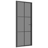 vidaXL Interior Door 83x201.5 cm Black ESG Glass and Aluminium