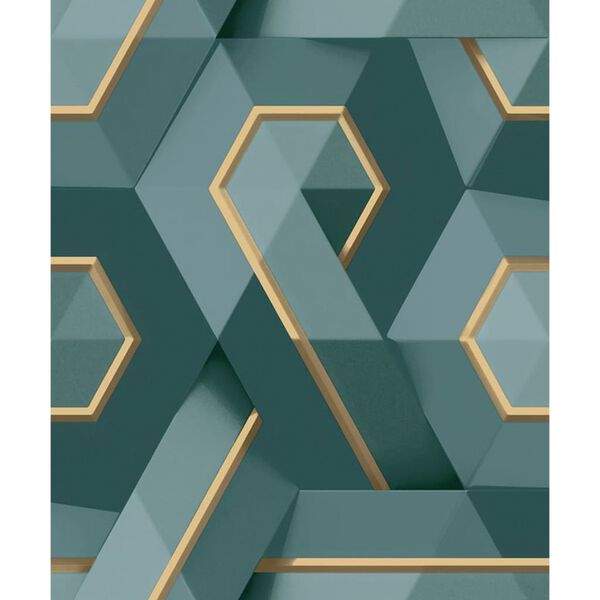 DUTCH WALLCOVERINGS Wallpaper Onyx Green and Gold