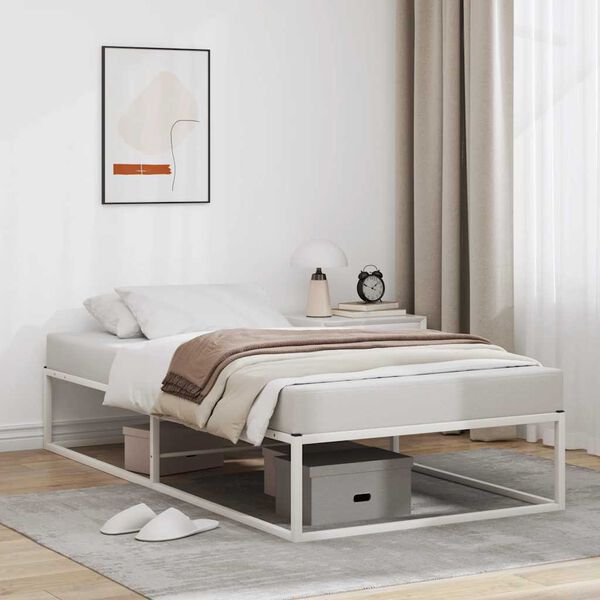 vidaXL Bed Frame without Mattress White 90x200 cm Metal