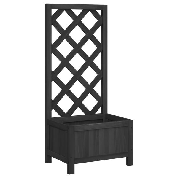 vidaXL Planter with Trellis Black Solid Wood Fir