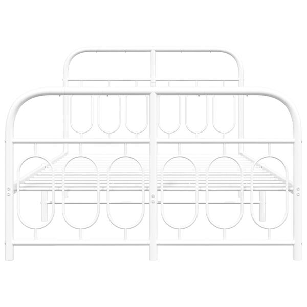 vidaXL Metal Bed Frame without Mattress with Footboard White 120x190cm