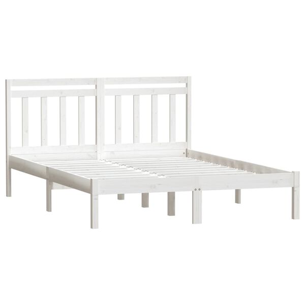 vidaXL Bed Frame without Mattress White King Size Solid Wood