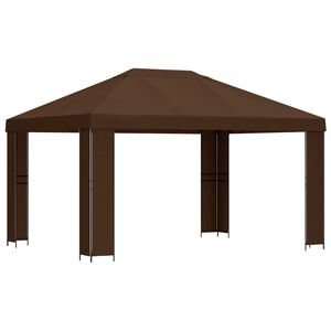 vidaXL Gazebo 4 x 3 m Brown Polyester and Steel 190 gsm