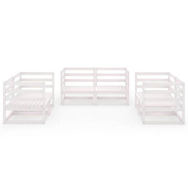 vidaXL 6 Piece Garden Lounge Set White Solid Pinewood