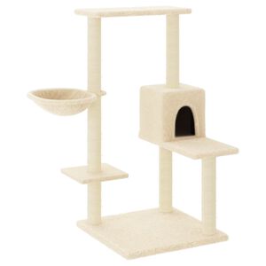 vidaXL Cat Tree with Sisal Scratching Posts Cream 95 cm