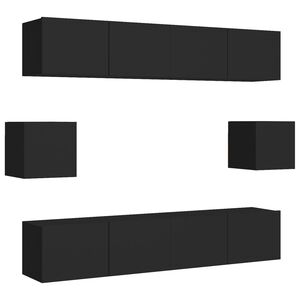 vidaXL 6 Piece TV Cabinet Set Black Engineered Wood
