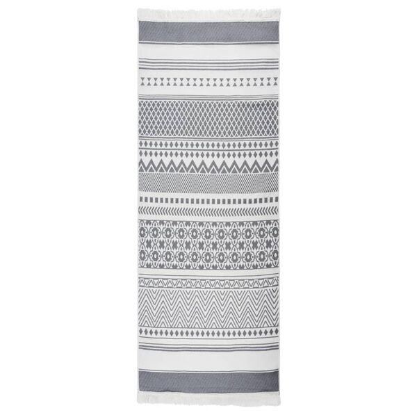 vidaXL Rug Grey and White 100x300 cm Cotton