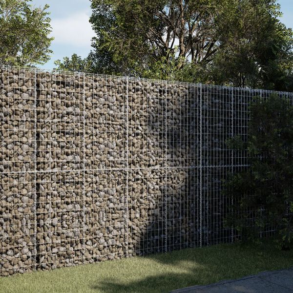 vidaXL Gabion Basket with Cover 250x100x200 cm Galvanised Iron