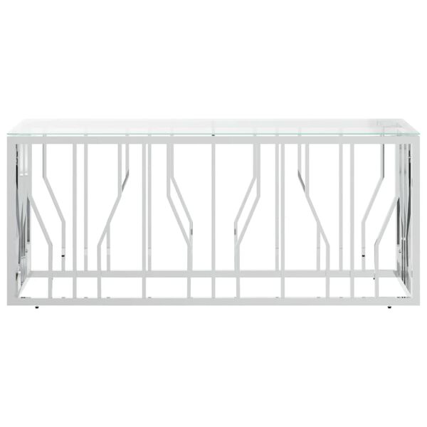 vidaXL Coffee Table 110x45x45 cm Stainless Steel and Glass