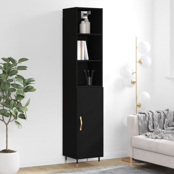 vidaXL Highboard Black 34.5x34x180 cm Engineered Wood