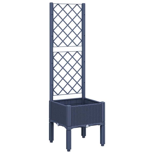 vidaXL Garden Planter with Trellis Blue Grey 40x40x142 cm PP
