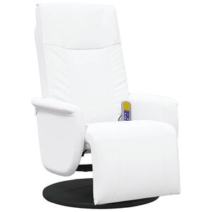 vidaXL Massage Recliner Chair with Footrest White Faux Leather