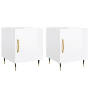 vidaXL Bedside Cabinets 2 pcs High Gloss White 40x40x50 cm Engineered Wood