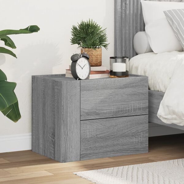 vidaXL Wall-mounted Bedside Cabinet Grey Sonoma 45x30x35 cm