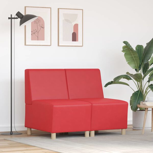 vidaXL Modular Sofa Unit Armless 2 pcs Red 55 x 74 x 82 cm