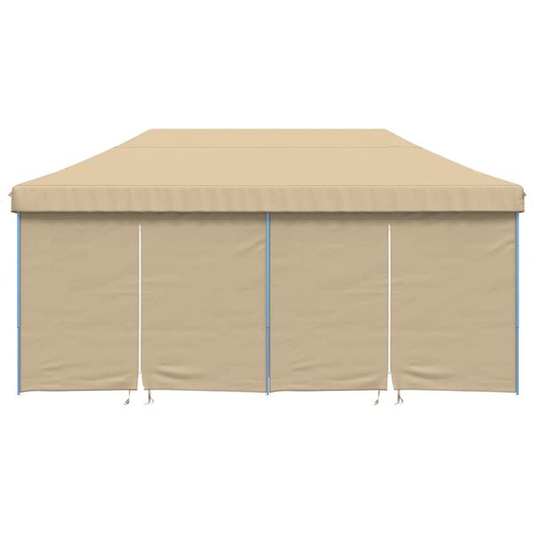 vidaXL Foldable Party Tent Pop-Up with 4 Sidewalls Beige