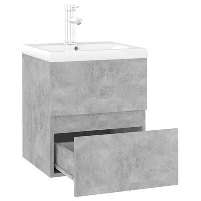 vidaXL Sink Cabinet with Built-in Basin Concrete Grey Engineered Wood