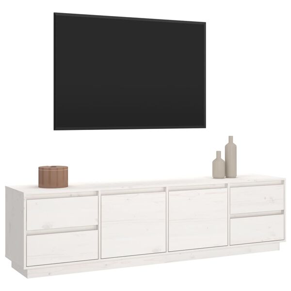 vidaXL TV Cabinet White 176x37x47.5 cm Solid Wood Pine