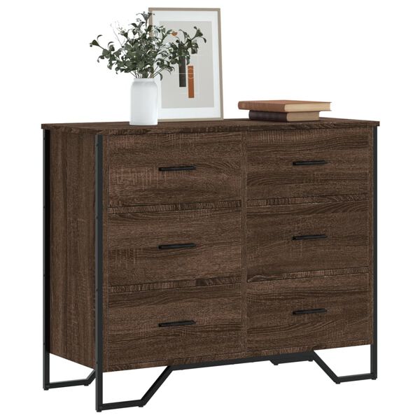 vidaXL Chest of Drawers Brown Oak 91x35.5x74.5 cm Engineered wood