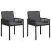 vidaXL Garden Chairs 2 pcs Black and Dark Grey Poly Rattan