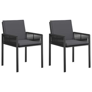 vidaXL Garden Chairs 2 pcs Black and Dark Grey Poly Rattan