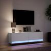 vidaXL TV Wall Cabinet with LED Lights White 140x31x38 cm