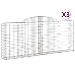 vidaXL Arched Gabion Baskets 3 pcs 300x30x120/140 cm Galvanised Iron