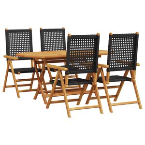 vidaXL Garden Dining Set Folding 5 pcs Black Solid Acacia Wood