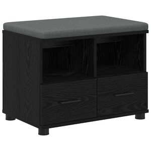 vidaXL Hall Bench with Cushion with Drawer Black Oak 60 x 38 x 46 cm