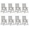 vidaXL Garden Reclining Chairs 8 pcs Grey Solid Acacia Wood